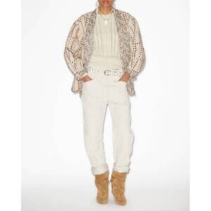 NEW MARANT ETOILE lois cordory wide leg pants in ercu